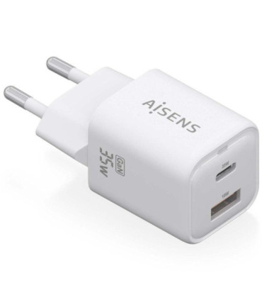 Cargador de pared gan aisens asch-35w2p024-w/ 1xusb tipo-c/ 1xusb/ 35w