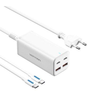 Cargador de pared vention fbswg-eu/ 2xusb tipo-c + cable usb tipo-c/ 2xusb/ 100w