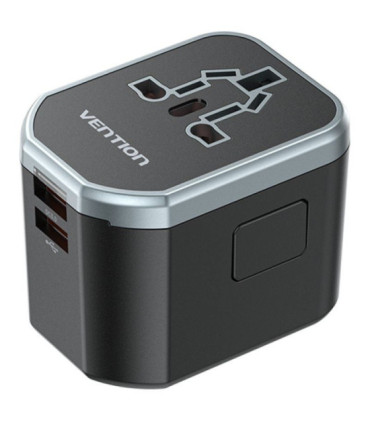Cargador de pared universal para viaje vention fjcb0/ toma de corriente universal/ 1xusb tipo-c/ 2xusb/ 20w