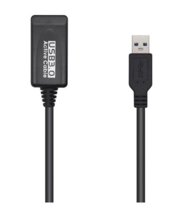 Cable alargador usb 3.0 con amplificador aisens a105-0525/ usb macho - usb hembra/ hasta 9w/ 625mbps/ 5m/ negro