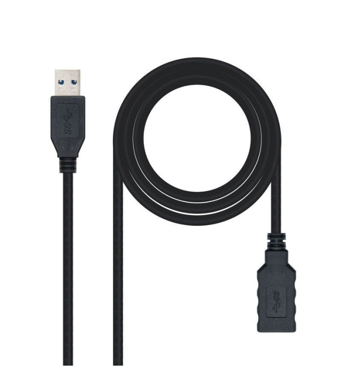 Cable alargador usb 3.0 nanocable 10.01.0901-bk/ usb macho - usb hembra/ 1m/ negro