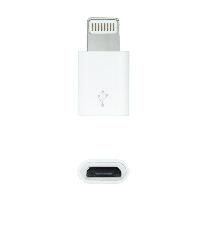 Adaptador micro usb 2.0 lightning nanocable 10.10.4100/ micro usb hembra - lightning macho/ blanco