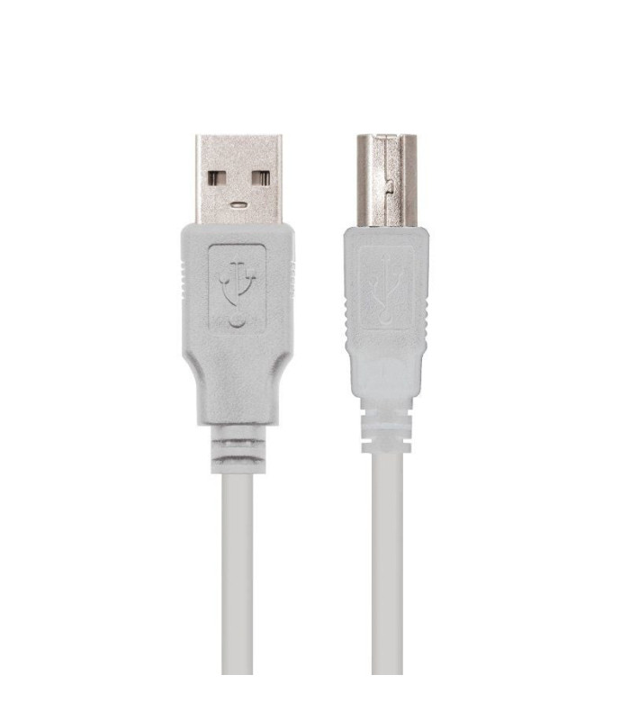 Cable usb 2.0 impresora nanocable 10.01.0102/ usb tipo-b macho - usb macho / 480mbps/ 1m/ beige