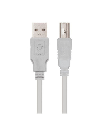 Cable usb 2.0 impresora nanocable 10.01.0102/ usb tipo-b macho - usb macho / 480mbps/ 1m/ beige