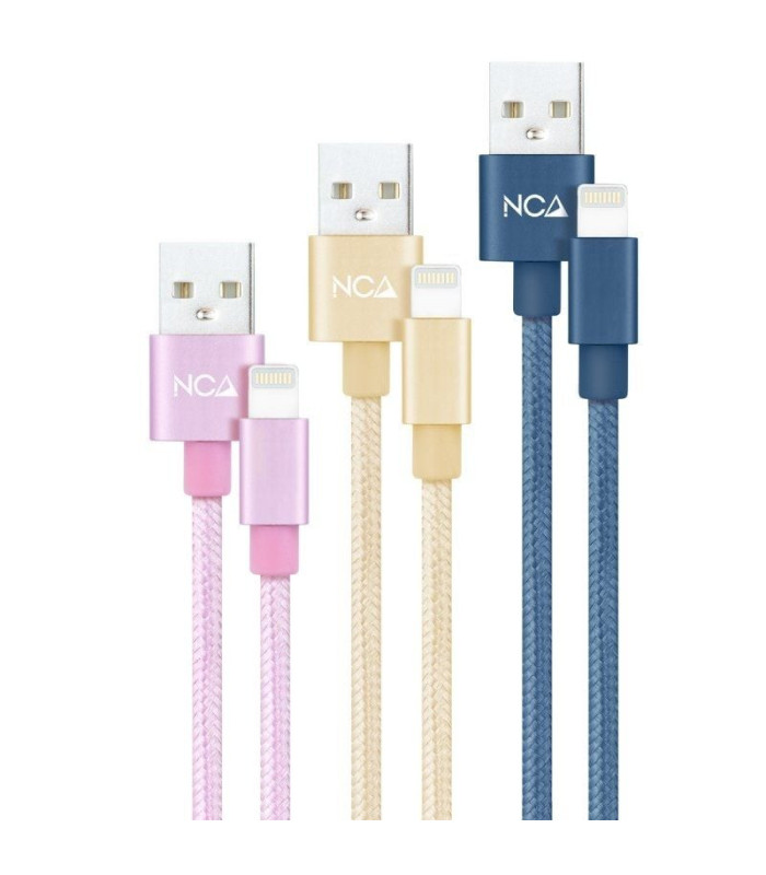 Cables usb 2.0 lightning nanocable 10.10.0401-co2/ usb macho - lightning macho/ 1m/ 3 unidades/ rosa, dorado, azul pacífico
