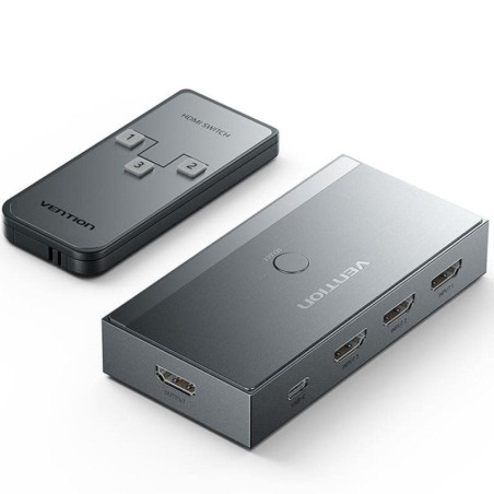 Switch conmutador 8k hdmi 2.1 vention akrh0 hdmi hembra/ 3x hdmi hembra/ 1x usb tipo-c dp
