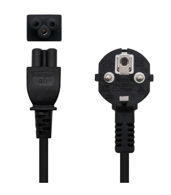 Cable alimentación trébol nanocable 10.22.0302-l300/ schuko macho - c5 hembra/ 3m/ negro