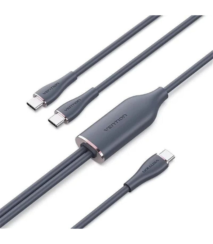 Cable usb 2.0 tipo-c vention ctmbg/ usb tipo-c macho - 2 x usb tipo-c macho/ hasta 100w/ 480mbps/ 1.5m/ negro
