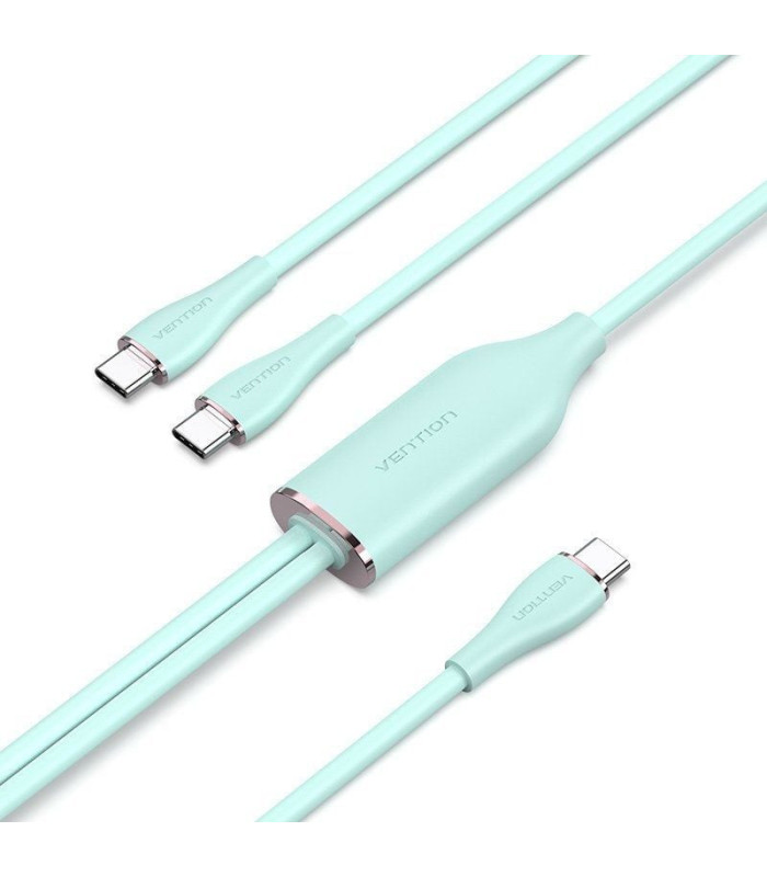 Cable usb 2.0 tipo-c vention ctmgg/ usb tipo-c macho - 2 x usb tipo-c macho/ hasta 100w/ 480mbps/ 1.5m/ verde