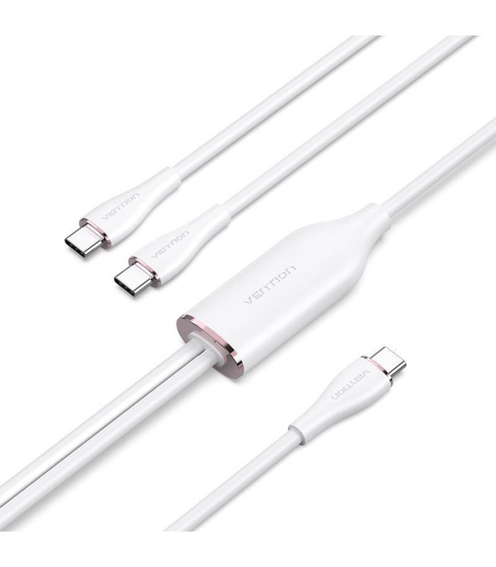 Cable usb 2.0 tipo-c vention ctmwg/ usb tipo-c macho - 2 x usb tipo-c macho/ hasta 100w/ 480mbps/ 1.5m/ blanco