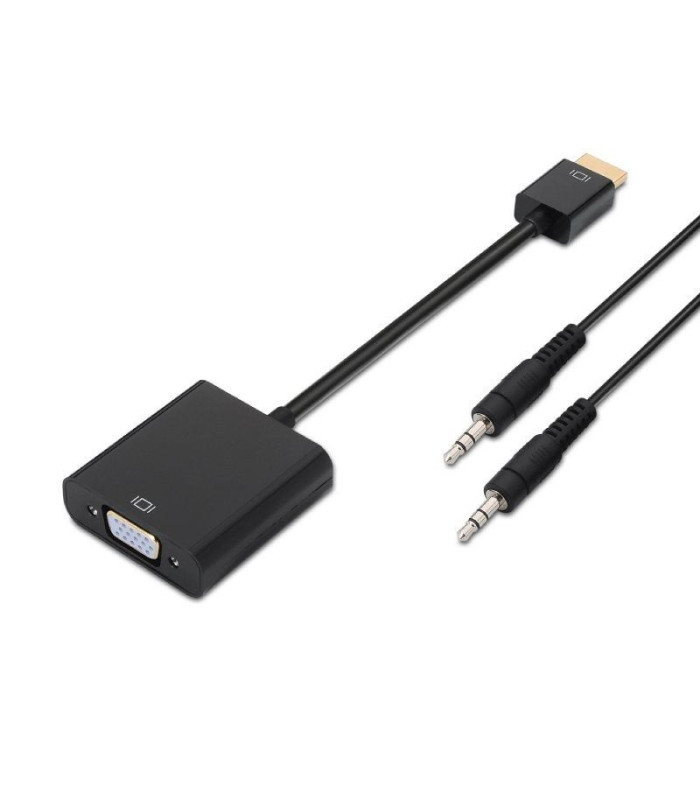 Conversor aisens a122-0126/ hdmi macho - vga hembra/ jack 3.5 hembra/ 10cm/ negro