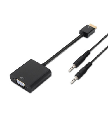 Conversor aisens a122-0126/ hdmi macho - vga hembra/ jack 3.5 hembra/ 10cm/ negro