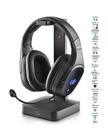 Auriculares inalámbricos gaming con micrófono ngs ghx-600/ jack 3.5/ usb 2.0/ óptica/ negros