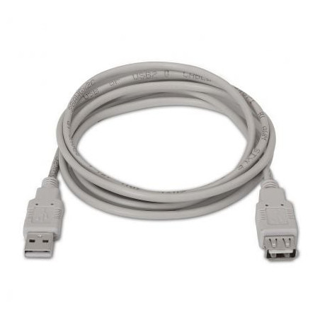 Cable alargador usb 2.0 aisens a101-0012/ usb macho - usb hembra/ hasta 2.5w/ 60mbps/ 1m/ beige
