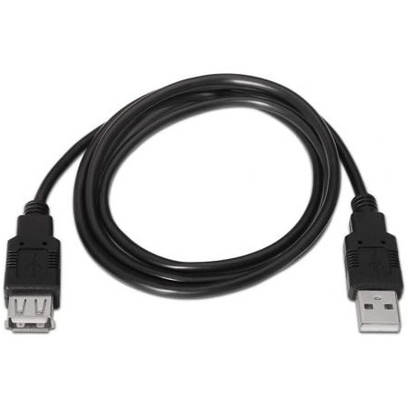Cable alargador usb 2.0 aisens a101-0016/ usb macho - usb hembra/ hasta 2.5w/ 60mbps/ 1.8m/ negro