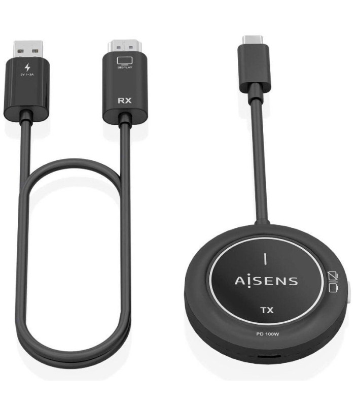 Adaptador/transmisor de vídeo inalámbrico usb tipo-c - hdmi aisens aswl-h2kc30m004-bk/ 100w