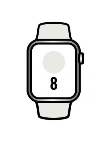 Apple watch series 8/ gps/ cellular/ 45mm/ caja de acero inoxidable plata/ correa deportiva blanca