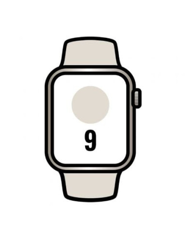 Apple watch series 9/ gps/ 45mm/ caja de aluminio blanco estrella/ correa deportiva blanco estrella m/l