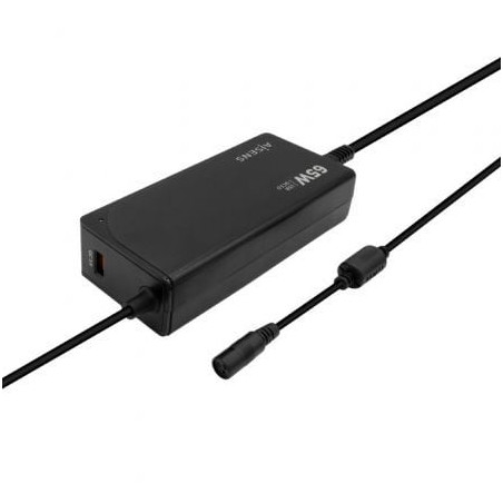 Cargador de portátil aisens aslc-65wauto-bk/ 65w/ 1xusb qc3.0/ automático/ 9 conectores/ voltaje 18.5-20v
