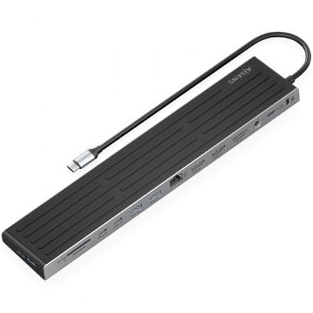 Docking usb tipo-c aisens asuc-13p042-gr/ 2xusb tipo-c/ 1xusb tipo-c pd/ 2xusb/ 2xhdmi/ 1xdisplayport/ 1xlector de tarjetas/
