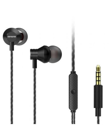 Auriculares intrauditivos aiwa estm-50bk/ con micrófono/ jack 3.5/ negro