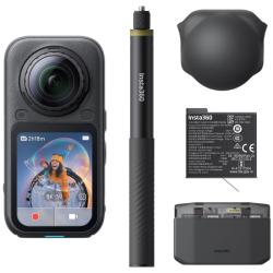Cámara Digital Deportiva Insta360 X6 Pack Essential/ 8K/ Ángulo de visión 360º/ Negra/ Incluye Stick, Baterías, Bolsa y Capuchón