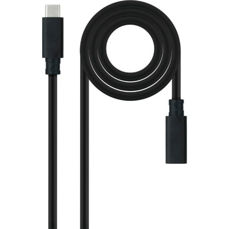 Cable alargador usb tipo-c 3.2 nanocable 10.01.4501/ usb tipo-c macho - usb tipo-c hembra/ 1m/ negro