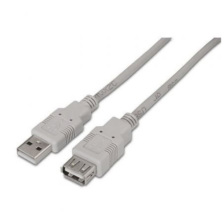 Cable alargador usb 2.0 aisens a101-0012/ usb macho - usb hembra/ hasta 2.5w/ 60mbps/ 1m/ beige