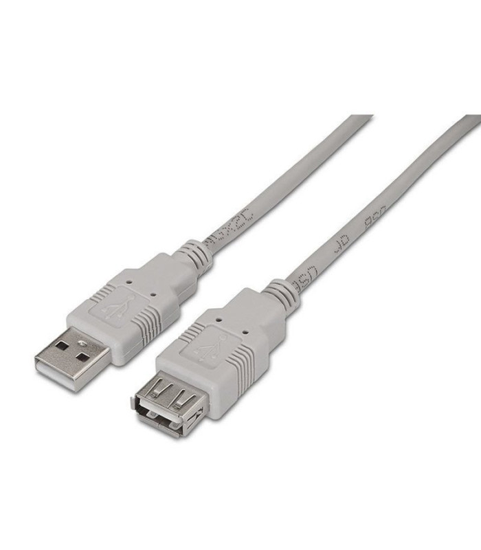 Cable alargador usb 2.0 aisens a101-0013/ usb macho - usb hembra/ hasta 2.5w/ 60mbps/ 1.8m/ beige