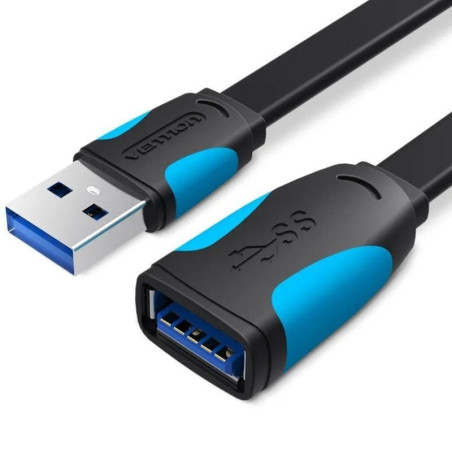 Cable alargador usb 3.0 vention vas-a13-b100/ usb macho - usb hembra/ 5gbps/ 1m/ negro y azul