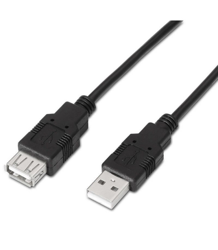 Cable alargador usb 2.0 aisens a101-0016/ usb macho - usb hembra/ hasta 2.5w/ 60mbps/ 1.8m/ negro