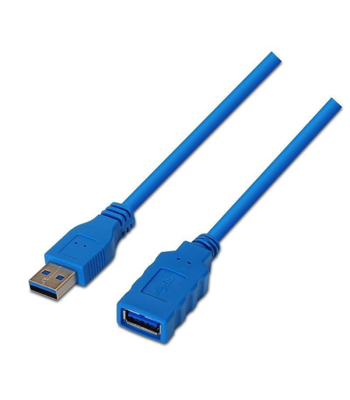 Cable alargador usb 3.0 aisens a105-0046/ usb macho - usb hembra/ hasta 9w/ 625mbps/ 2m/ azul