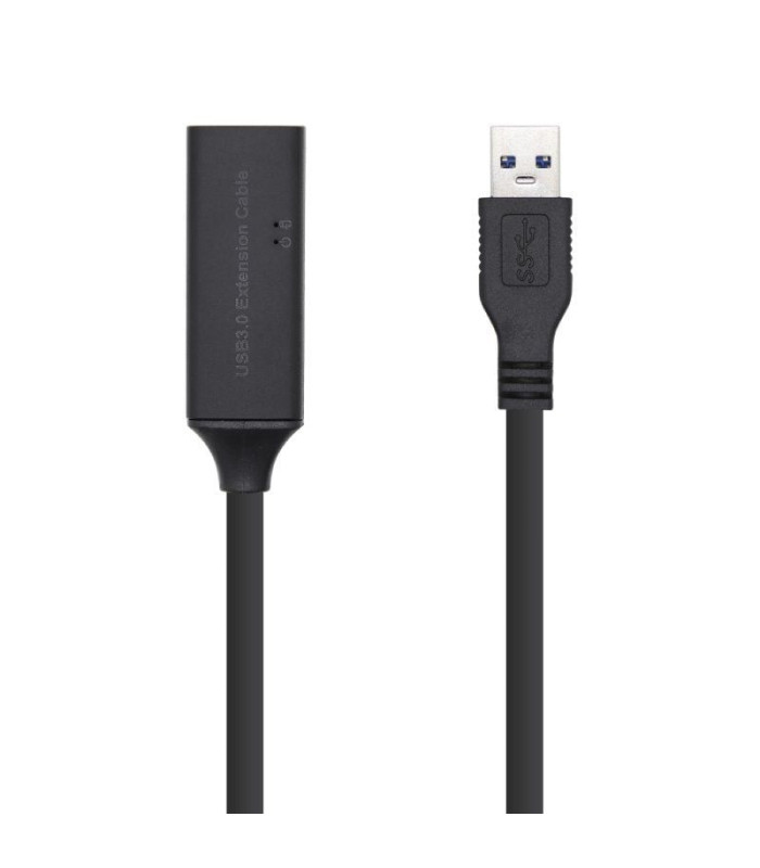Cable alargador usb 3.0 con amplificador aisens a105-0409/ usb macho - usb hembra/ hasta 9w/ 625mbps/ 15m/ negro