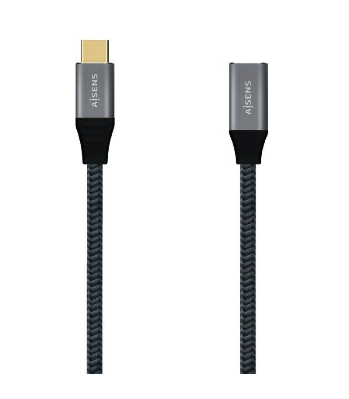 Cable alargador usb 3.2 tipo-c aisens a107-0635 20gbps 5a 100w/ usb tipo-c macho - usb tipo-c hembra/ hasta 100w/ 2500mbps/ 1m/