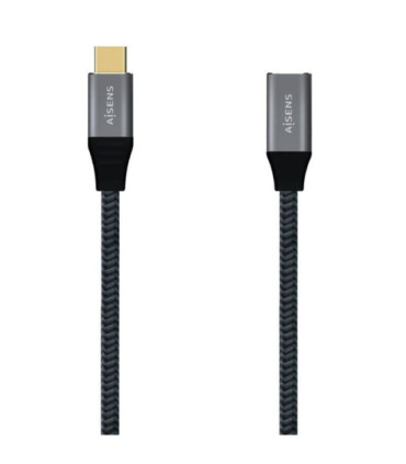 Cable alargador usb 3.2 tipo-c aisens a107-0635 20gbps 5a 100w/ usb tipo-c macho - usb tipo-c hembra/ hasta 100w/ 2500mbps/ 1m/