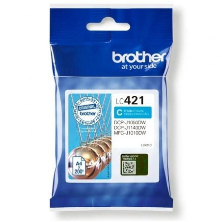 Cartucho de tinta original brother lc421/ cian