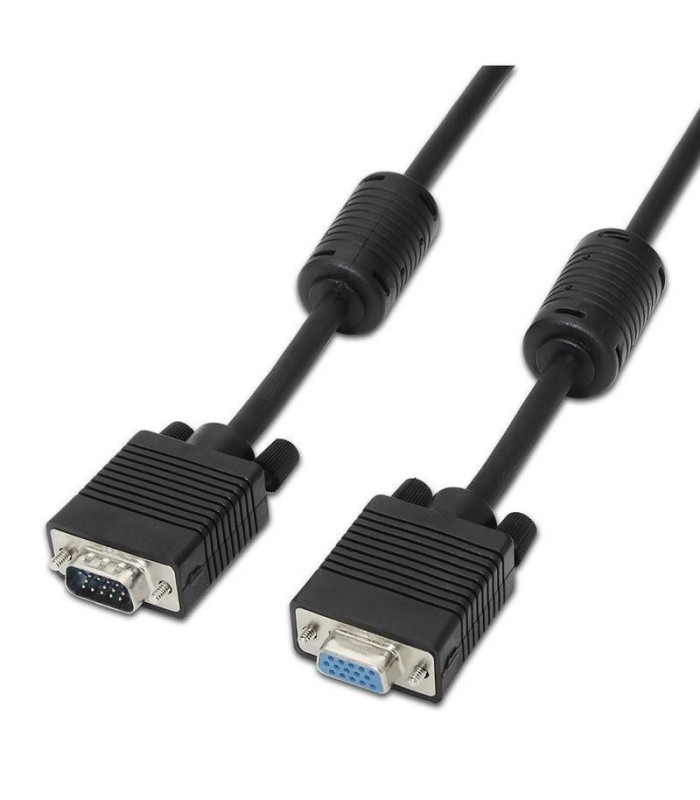 Cable alargador svga aisens a113-0078/ vga macho - vga hembra/ hasta 3w/ 10mbps/ 1.8m/ negro