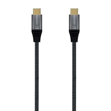 Cable usb 3.2 tipo-c aisens a107-0670 20gbps 100w/ usb tipo-c macho - usb tipo-c macho/ hasta 100w/ 20gbps/ 60cm/ gris
