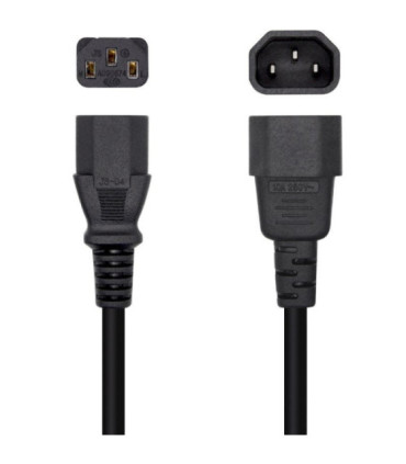 Cable alimentación aisens a132-0466/ c13 hembra - c14 macho/ hasta 1500w/ 3m/ negro