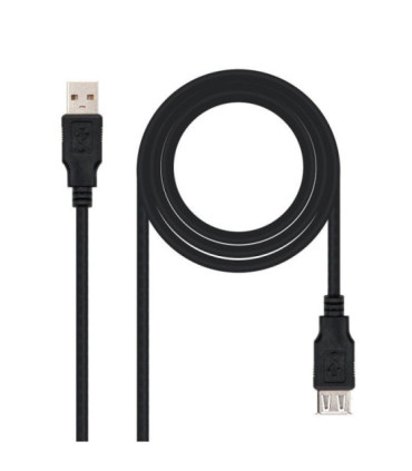 Cable alargador usb 2.0 nanocable 10.01.0202-bk/ usb macho - usb hembra/ 1m/ negro
