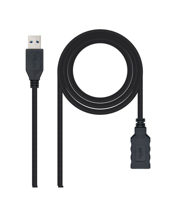 Cable alargador usb 3.0 nanocable 10.01.0902-bk/ usb macho - usb hembra/ 2m/ negro