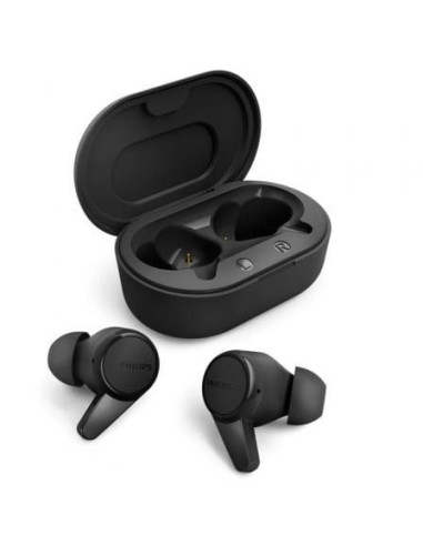 Auriculares bluetooth philips tat1207bk con estuche de carga/ autonomía 6h/ negros