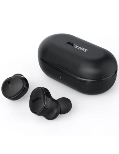 Auriculares bluetooth philips tat4556bk con estuche de carga/ autonomía 9h/ negros