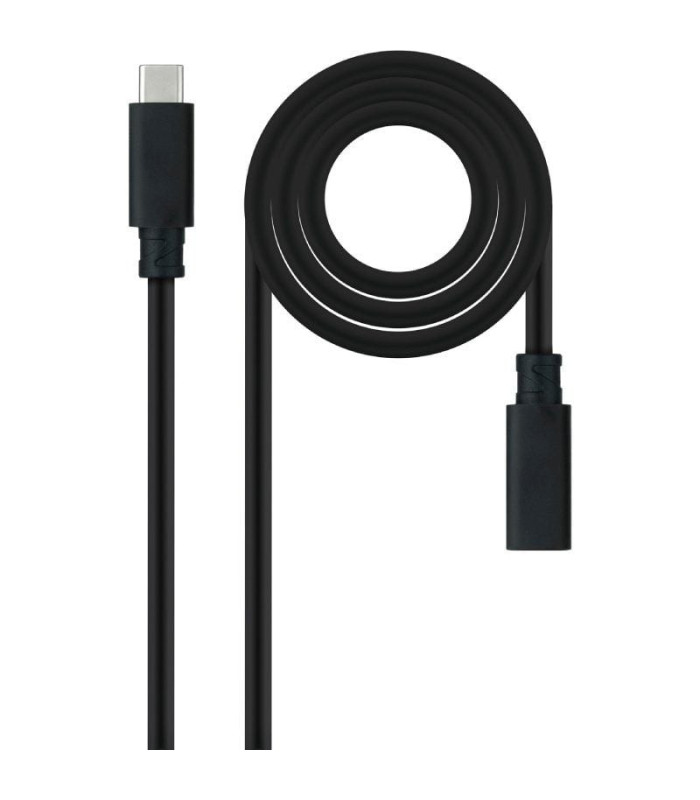 Cable alargador usb tipo-c 3.2 nanocable 10.01.4500/ usb tipo-c macho - usb tipo-c hembra/ 50cm/ negro
