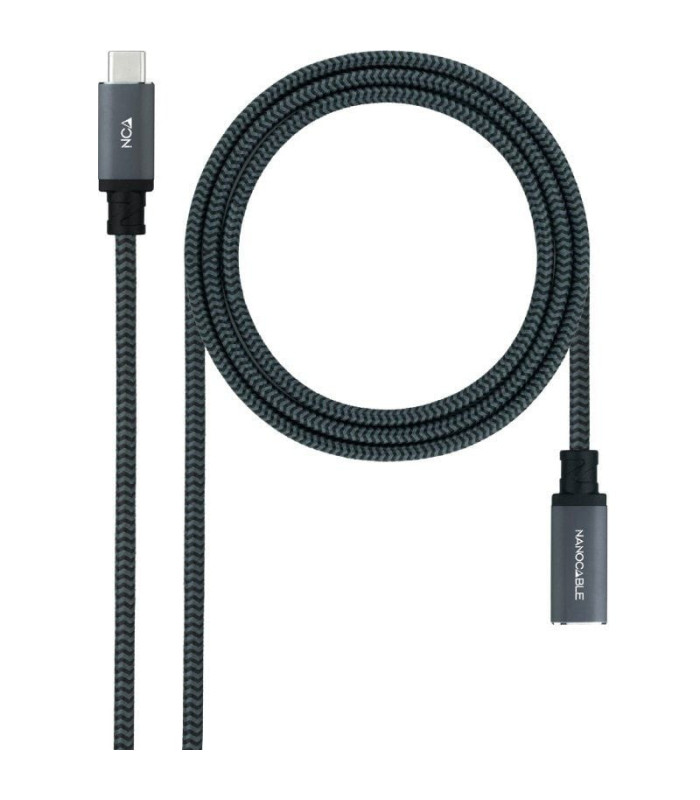 Cable alargador usb tipo-c 3.2 nanocable 10.01.4501-comb/ usb tipo-c macho - usb tipo-c hembra/ 1m/ negro