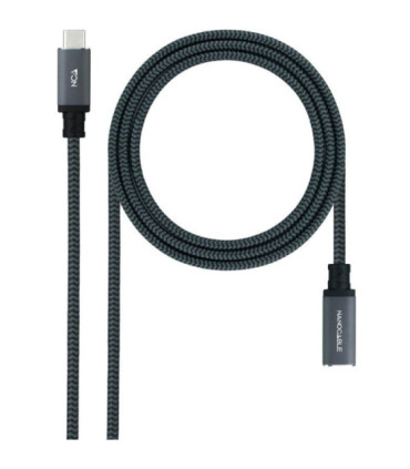 Cable alargador usb tipo-c 3.2 nanocable 10.01.4501-l150-comb/ usb tipo-c macho - usb tipo-c hembra/ 1.5m/ negro