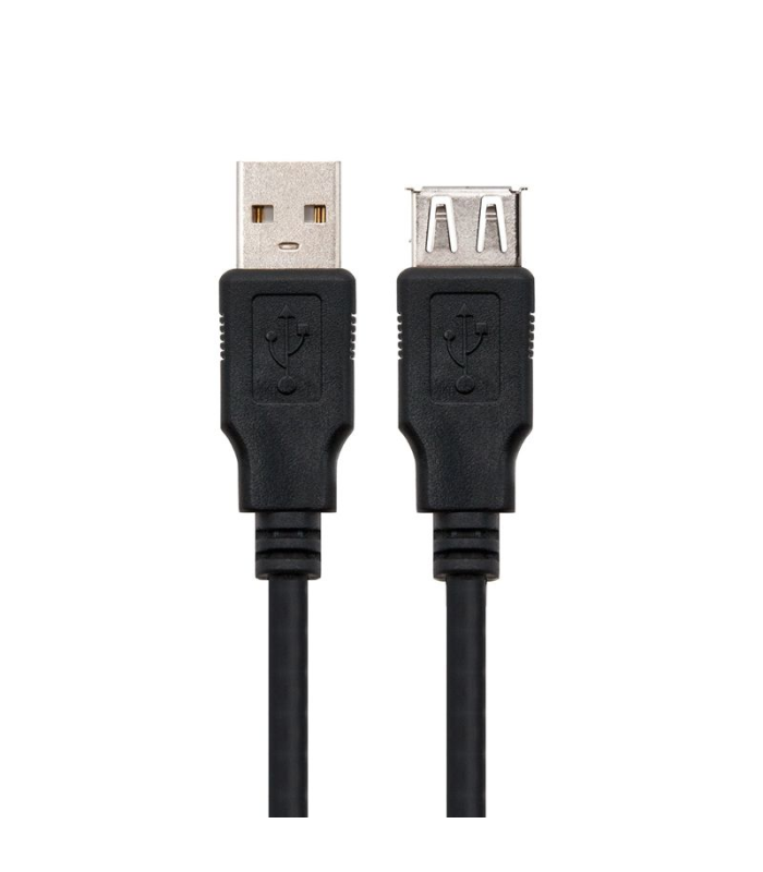 Cable alargador usb nanocable 10.01.0204-bk/ usb macho - usb hembra/ 3m/ negro