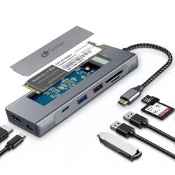 Docking/Caja Externa USB Tipo-C Leotec LEDS07/ Ranura SSD M.2/ 2xUSB/ 1xUSB Tipo-C/ 1xHDMI 4K/ 1xLector Tarjetas SD y MicroSD/ 1