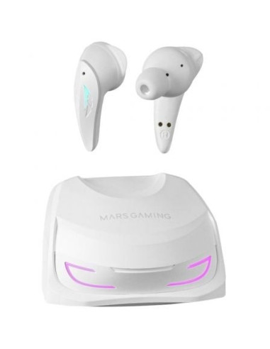 Auriculares bluetooth mars gaming mhi-ultra con estuche de carga/ autonomía 7-8h/ blancos