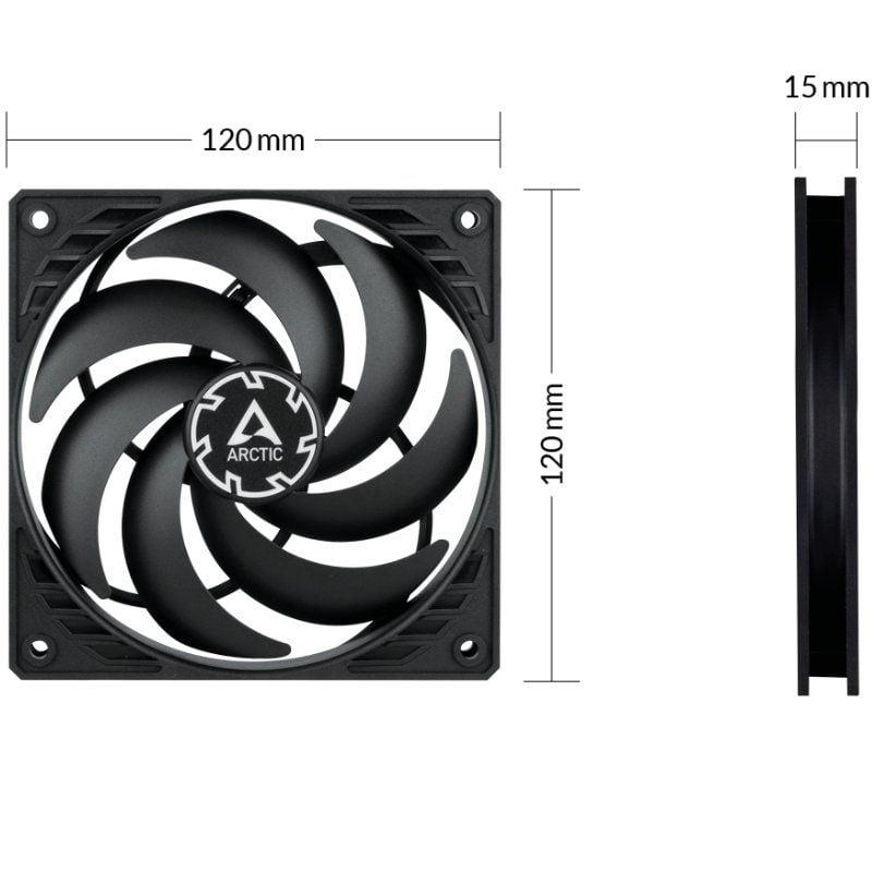 Ventilador Arctic P12 Slim PWM PST/ 12cm/ Negro